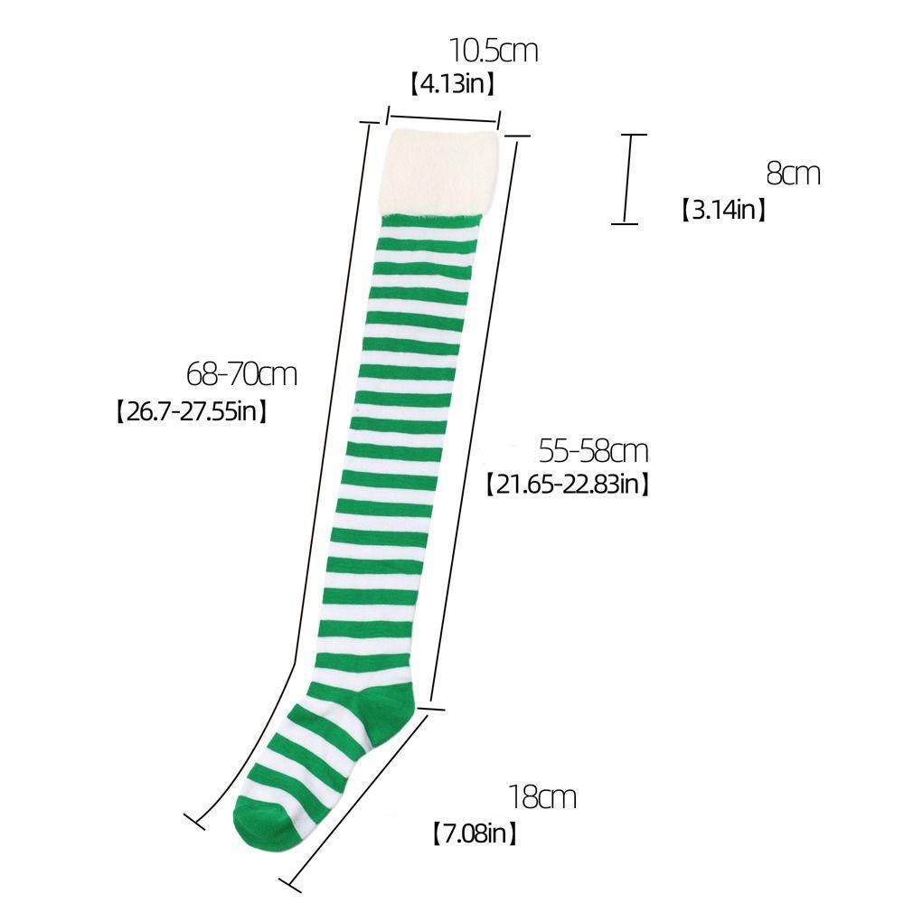 NEW Polyester Cotton Over Knee High Socks Multi-color Slim Christmas Hosiery Striped Long Socks Women