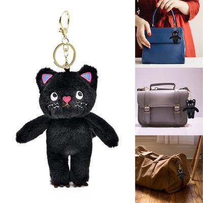 Niedlicher Plüsch Katze Schlüsselanhänger Cartoon Puppe Spielzeug Sprachlose Katze Anhänger Schlüsselring für Frauen Mädchen Paar Taschenanhänger Autoschlüsselanhänger