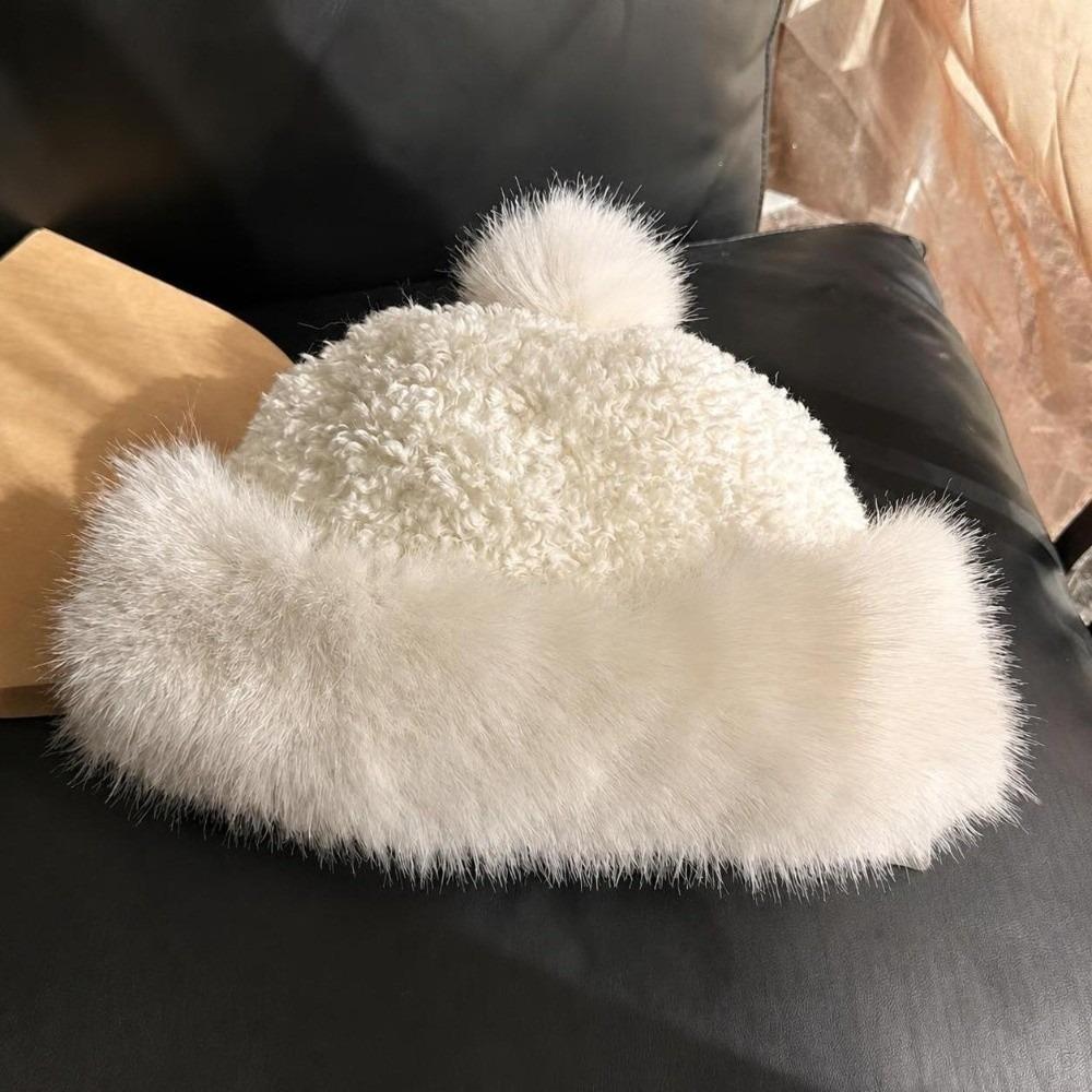 Thick Plush Plush Winter Hat Ear Covering Faux Fur Hats Gifts Basin Hats  Women
