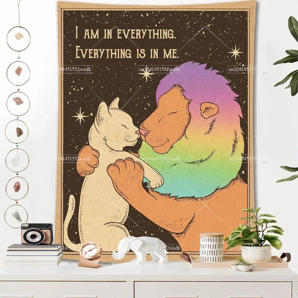 VIKAMA Bohemian Tarot CatThemed Room Decor Tapestry Sun and Moon Tarot Tapestry Home Room Wall Decor