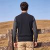Antonio Men's Faux-Two Piece Striped Knit Sweater with Shirt Collar