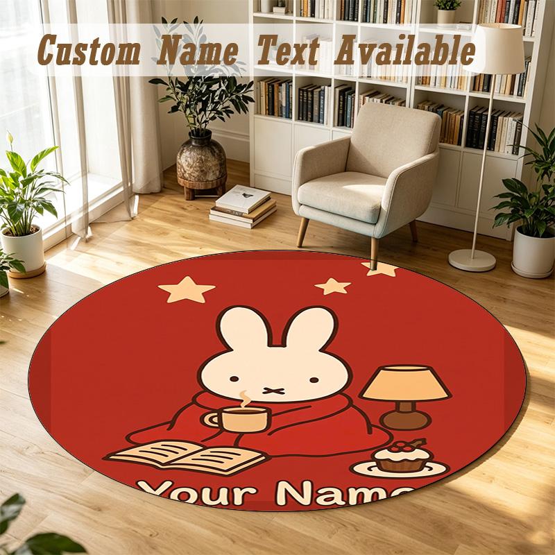 Round Rug Custom NameMiffy Pattern Non Slip Carpet Home Floor Decor