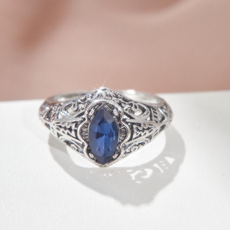 1Pc Vintage Geometric Shiny Zircon Ladies Ring Fashion Blue Zircon Jewelry Engagement Ring For Brides Wedding Ring Party Gifts