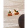 Yhpup Rote Zirkonia Kirschfrucht Ohrstecker für Damen Edelstahl Guss Schmuck Wasserdichte Accessoires