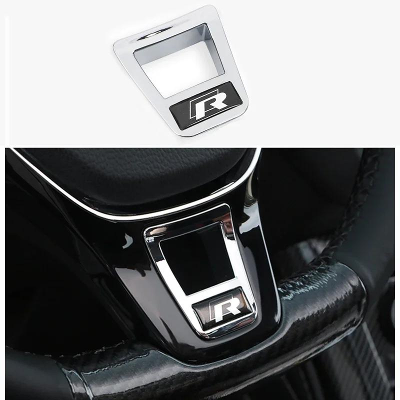 2025 Chaud 1Pcs ABS Autocollants de Garniture de Volant de Voiture Logo R Accessoires Pour Volkswagen GTI R-Line Polo Golf Passat Scirocco Beetle
