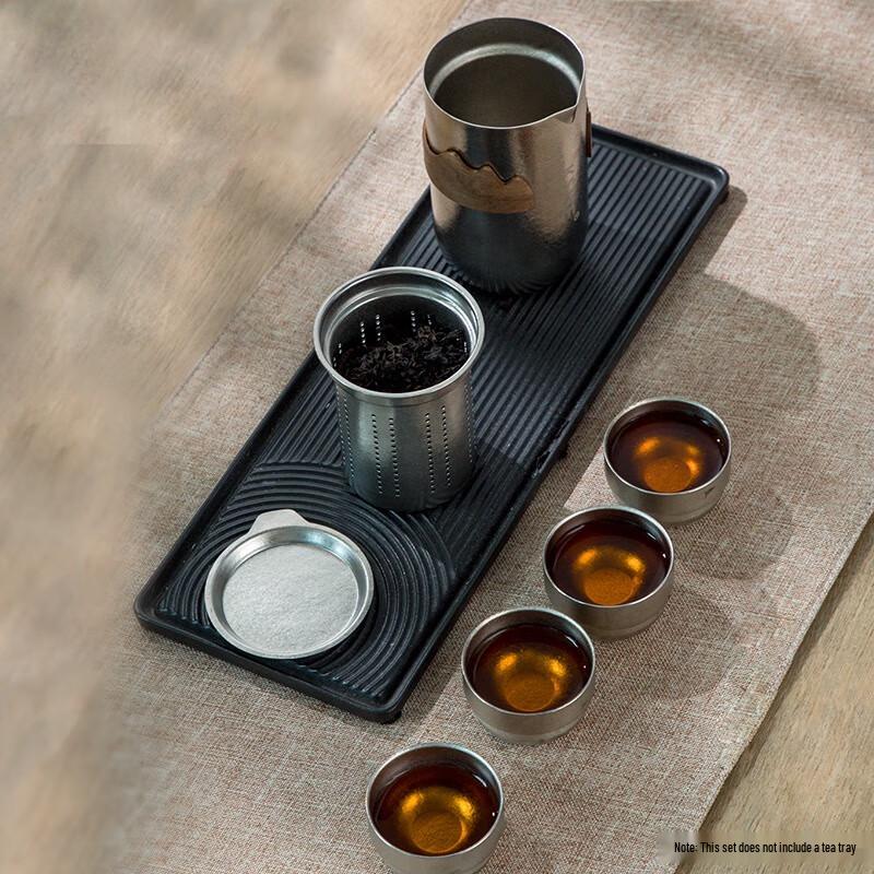 KASITES Pure Titanium Portable Travel Tea Set (1 Pot, 4 Cups)