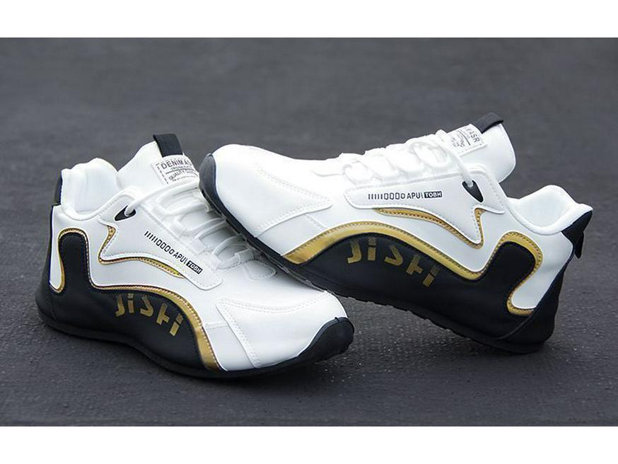 Men’s Trendy Korean-Style White Leather Sports Shoes - Comfortable, Height-Boosting, Soft Sole Casual Sneakers