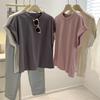 Women's Pink Modal Cotton Flared Sleeve T-Shirt - Korean Style Summer Top