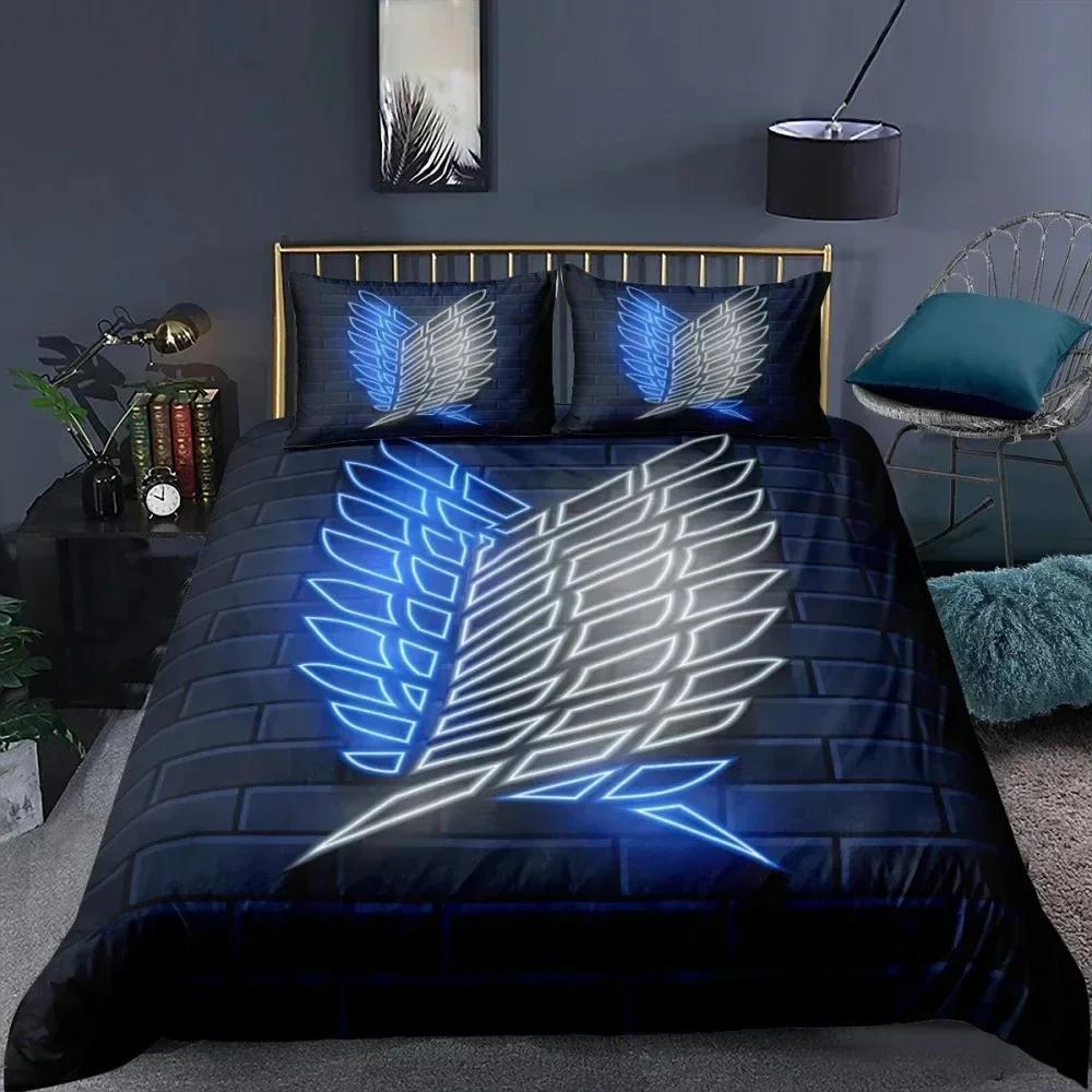 3D Anime Attack On Titan AOT Printed Bed Set Duvet Cover Pillowcase Bedding Set Bed Linen Sheet Quilt Cover Full Queen King Size
