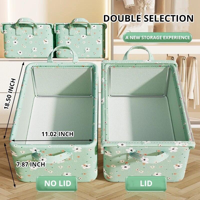 

1 шт. Новый сломанный цветок из ткани Оксфорд складной ящик для хранения одежды складной органайзер для игрушек с крышкой корзина для хранения отделочная коробка 1pc Lidless зелёный