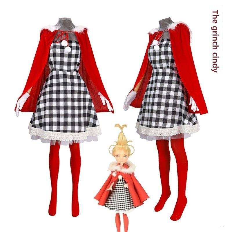 How The Grinch Stole Christmas Cindy Cosplay Costume For Girls With Soft Polyester Fabric For Holiday Performance