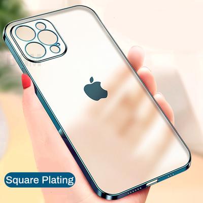 Luksusowe Platerowane Kwadratowe Ramki Matowe Przezroczyste Silikonowe Etui Na Iphone 11 12 13 Pro Max Mini Xr X Xs 7 8 Plus Se 2020 Miękka Cienka Pokrowiec
