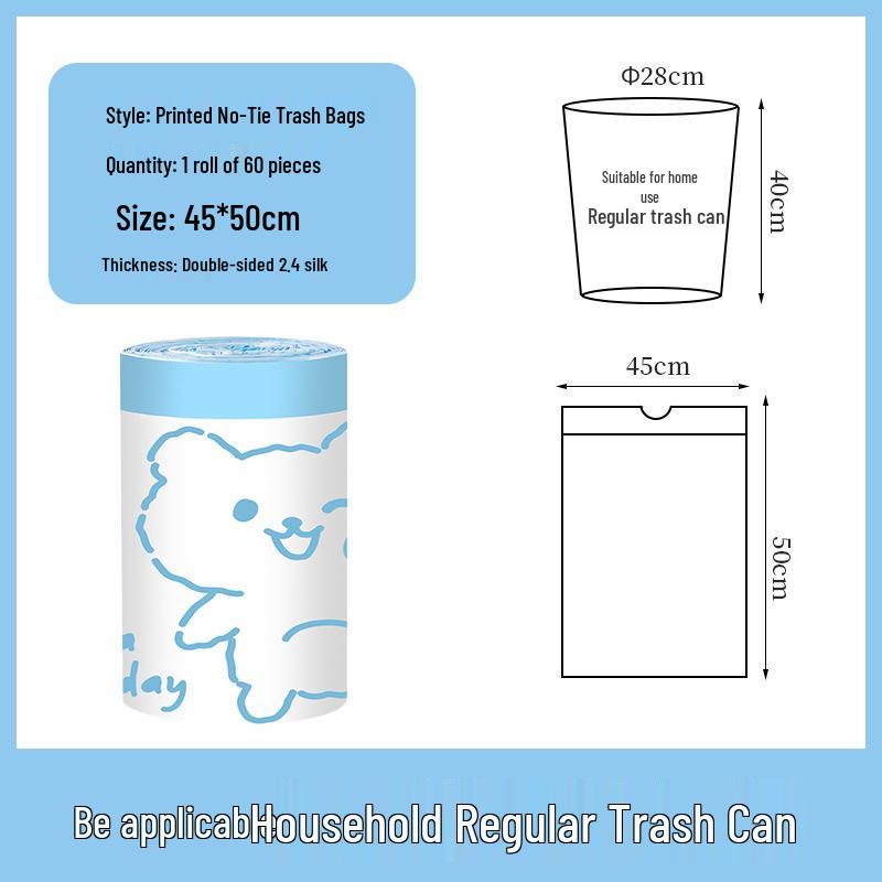 

Newcomer Special: Tear-Free Large Cartoon-Print Mugwort Scented Trash Bags - Extra Thick Roll 45x50 cm