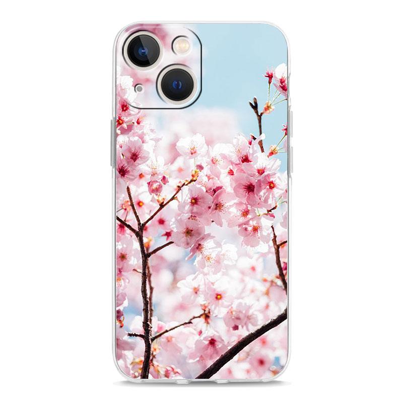 Cherry Blossom Tree Luxury Transparent Phone Case For iPhone 15 14 13 12 mini 11 Pro Max XS X XR SE 7 8 Plus Clear Cover