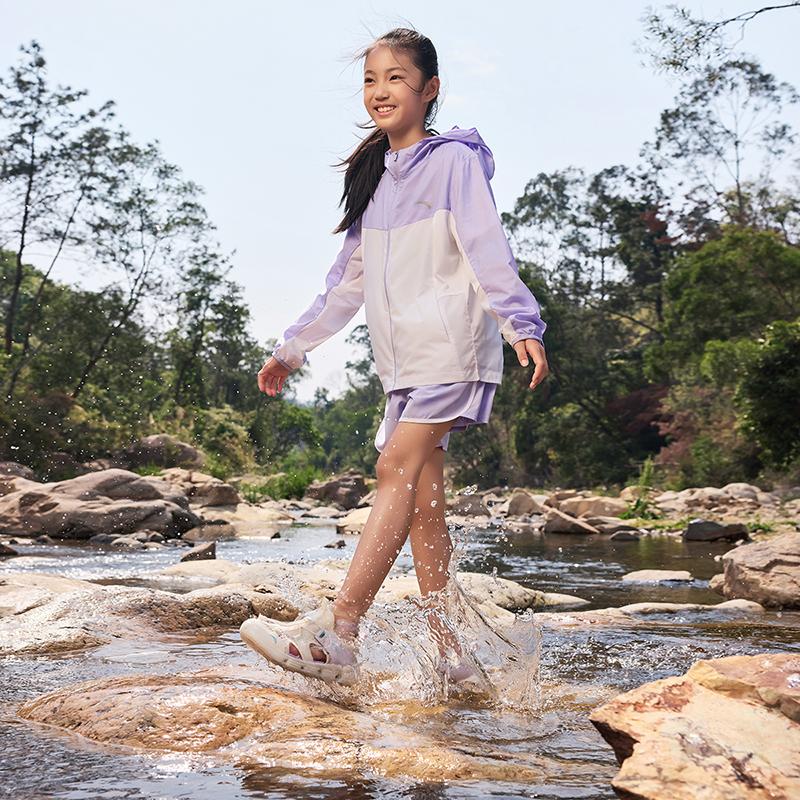 Anta Kids Synthetic Leather Fabric Trendy Comfortable Versatile Outdoor Beach Shoes Kids Sandals White Purple A322426906-5