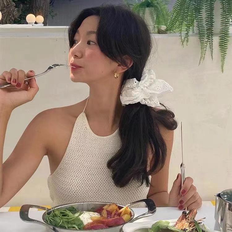 Double Hollow Lace Hair Band, Blogger Fever Ballet Style Sweet Hair Rope Large Intestine Band