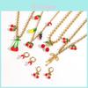 Stainless Steel Fruit Necklace For Women Summer Fashion Jewelry With Resin Pendant