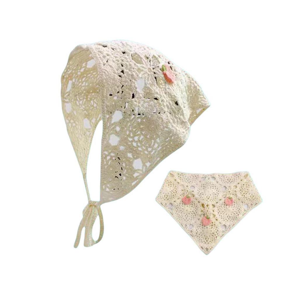 Ręcznie robiona szydełkowa trójkątna chusta na głowę: Francuski Retro, Wszechstronny, Styl Pastoralny