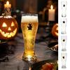 Bicchiere da Bevanda Scintillante 400ML Bicchiere da Birra, Zucca Spettrale Fantasma Gatto Nero Halloween Artigianale Vetro Sbalzato Bicchiere, Alto per le Feste per Bar, Decorazione Cucina