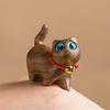 Mini Wooden Cat Figurine Handmade Carving Kitten Statue Sculpture Farmhouse Rustic Home Office Desktop Decoration Ornament