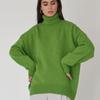 Women's Plus Size Turtleneck Sweater Autumn Winter Loose Solid Color Pullover Knit TopThick Stretch Knitwear