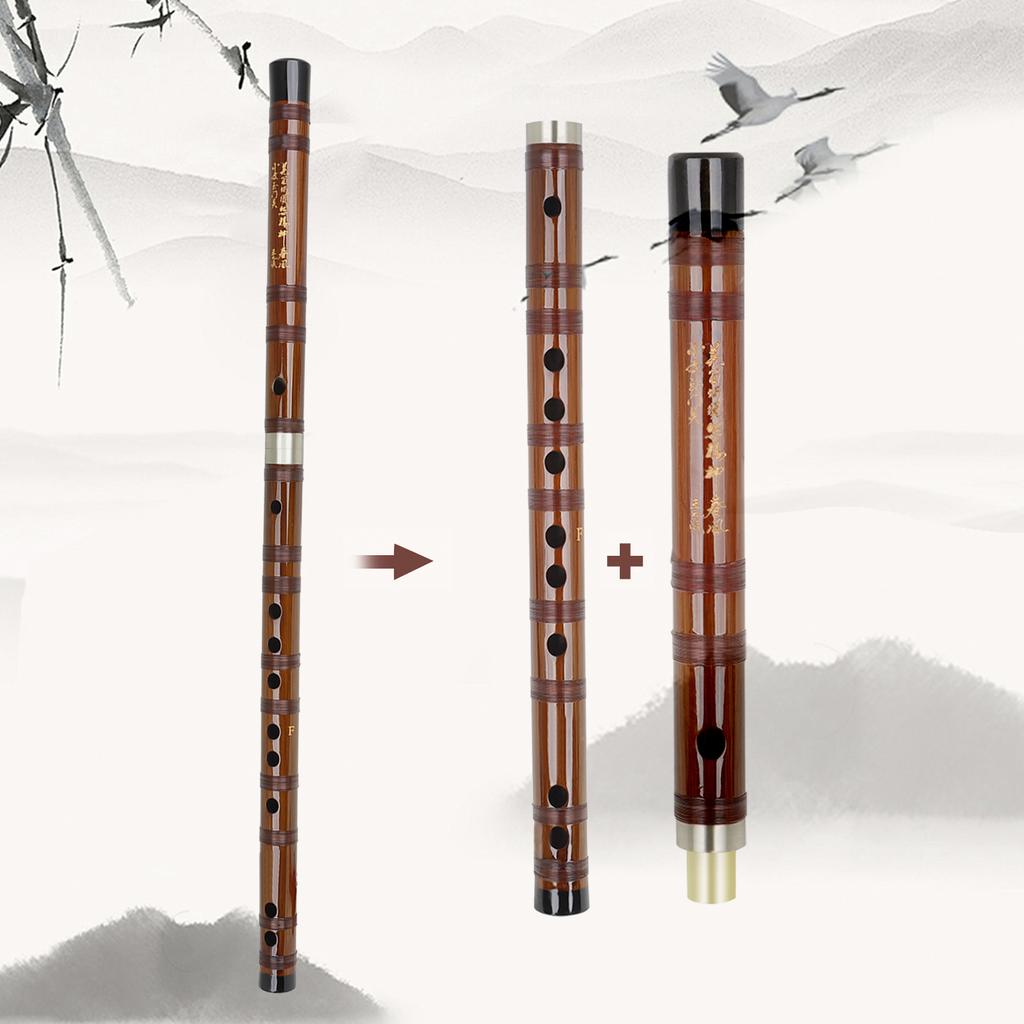 Key of F Flute Bitter Bamboo Dizi Traditional Chinese Handmade Woodwind Instrument with Storage Bag