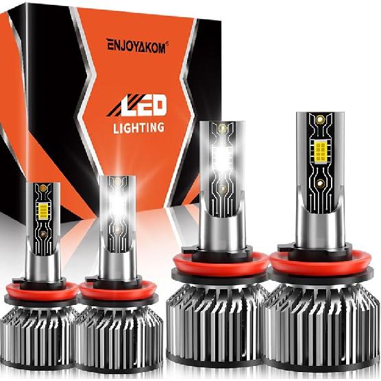 Compatible for Toyota Corolla 2001-2013 Light Bulbs, High/Low Beam 6500K White Light Combo Kit, Plug-N-Play, Powersports Bulbs, 4-Pack