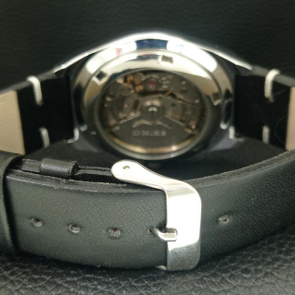 VINTAGE REFURBISHED SEIKO 5 AUTOMATIC 6309A JAPAN MENS BLACK WATCH a442576-1