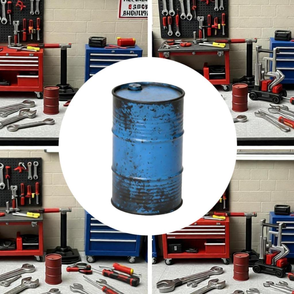 Oil Barrel Model Decoration Accessories 1/64 Compact Collectible Miniature Sculpture Weathered for