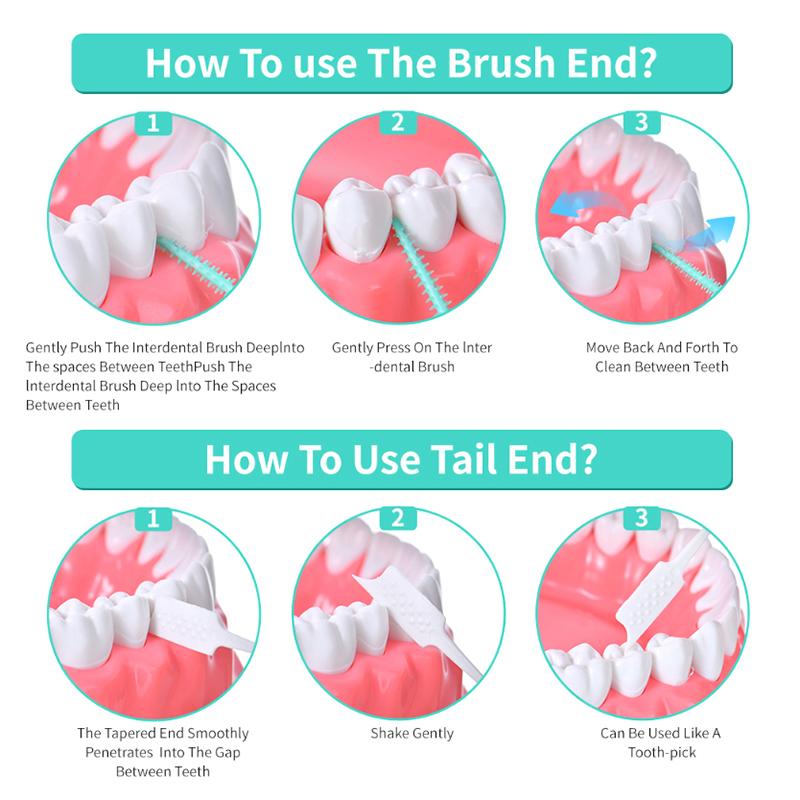 40Pcs Interdental Silicone Brushes Dental Toothpicks Cleaning Brush With Thread Oral Cleaning Tool