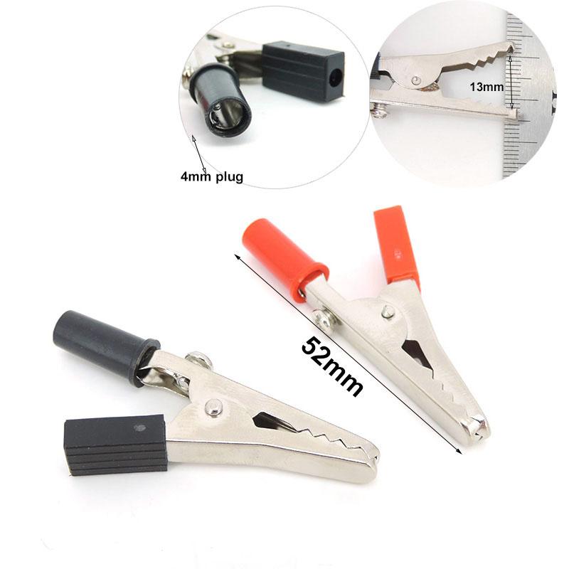 5A 50mm Czerwony Czarny Metalowy elektryczny Krokodylkowy Krokodylkowy zacisk Klipsy Rękojeść Sonda Przewód testowy Gniazdo Złącze 4mm banan wtyk baterii