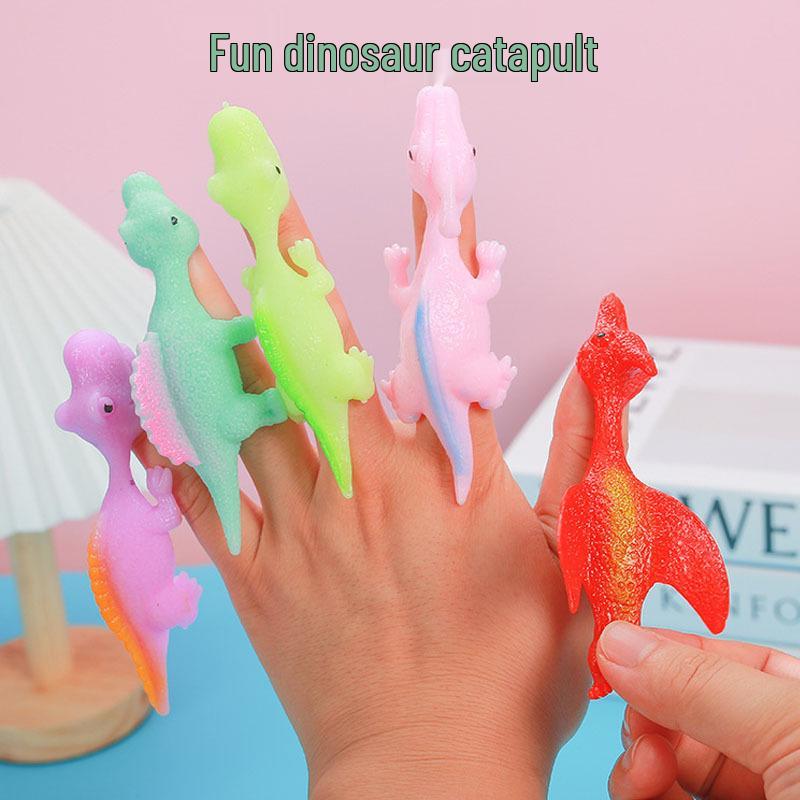 Dinosaur Finger Dart Toy: Launchable Soft Rubber Dinosaur for Stress Relief and Entertainment