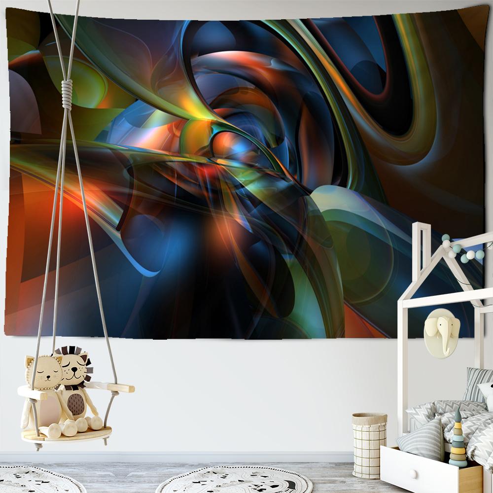 Tapiserie cu tunel spațial-timp tridimensional, agățat pe perete, linii geometrice, hippie, boem, magie, misterios, decor pentru sufragerie