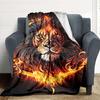 1pc Flame Lion Print Blanket - Lightweight Flannel Throw Blanket For Sofa, Bed, Living Room, Office, Outdoor Travel, Camping, Soft All-Season113