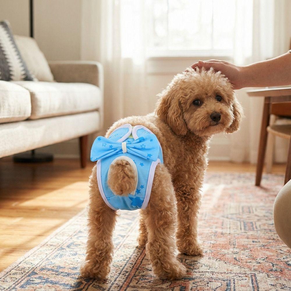Adjustable Dog Diaper Cartoon Print Dog Sanitary Pants Pet Protective Pants  for Dogs Puppy