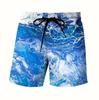 Stampa Uomo 2025, Pantaloncini da Spiaggia, Fantasia Paesaggio con Draghi, Costume da Bagno Estivo Traspirante Street