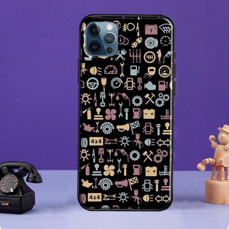 Automobile Spare Parts Car Engine Case For iPhone 13 11 14 Pro Max 12 mini Full Cover For iPhone XR XS Max X 7 8 Plus SE 2020