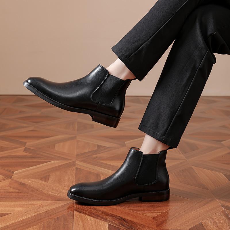 Vintage handgemachte Schuhe Herren Chelsea Stiefel Herrenschuhe trendige Lederstiefel, Herren gebürstete Martin Stiefel Square Toe