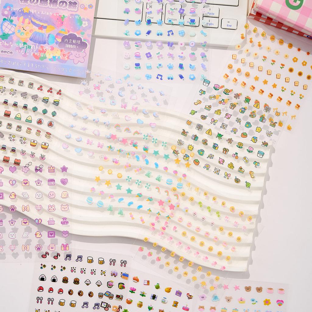 28sheets Kawaii Mini Cartoon Sticker Book DIY Diary Album Scrapbook Handmade Collage Material Cute Children's Stickers