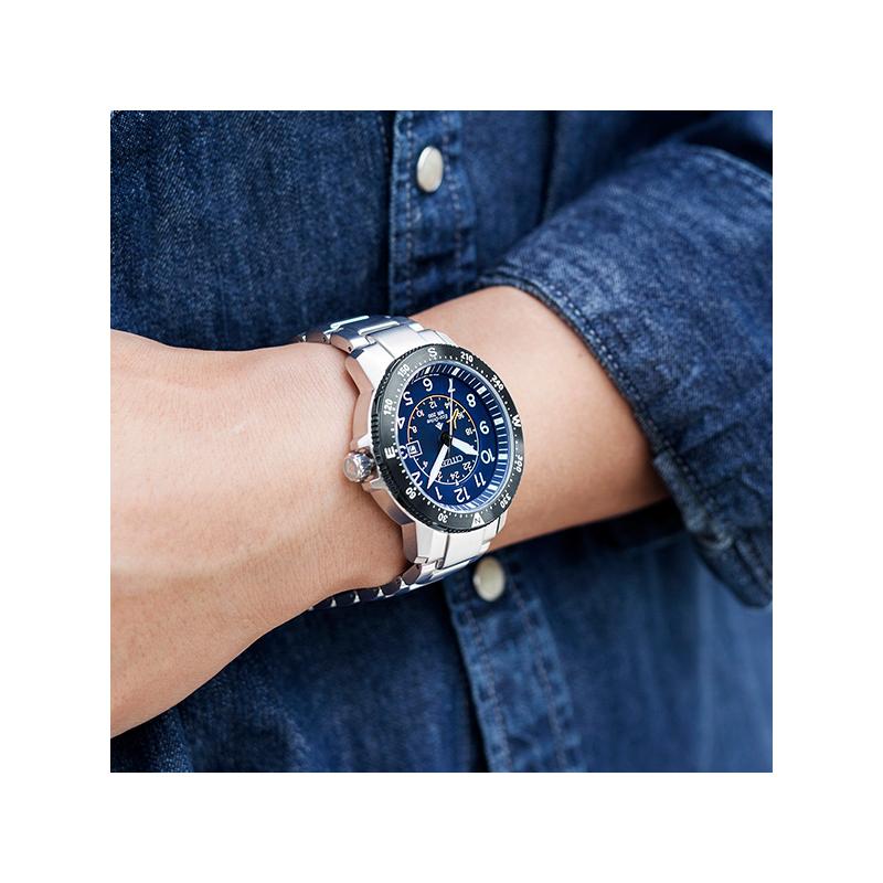 Citizen Eco-Drive Serie 200 Meter Wasserdicht Solar Quarz Stahlarmband Herrenuhr Blaues Zifferblatt BJ7094-59L