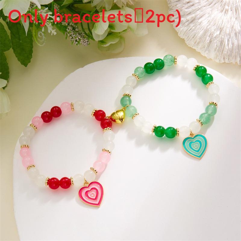 Love Heart Charm Bangles For Men And Women With Alloy And Glass Materials Summer