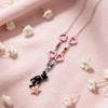 Cat Stealing Stars Pink Star Beaded Fashion Necklace Women Summer Dopamine Y2K Hot Girl Style Collarbone Chain Neck Chain
