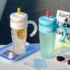 1100ML Large Capacity Plastic Straw Cup Summer Simple Office Ice Cup Water Bottle With Handle Portable Leak-proof Water Cup