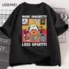 More Spaghetti Less Upsetti Funny Cat T-Shirt Men Women Printed T Shirt Harajuku O Neck Cotton Short Sleeve Tee Shirt Cat Lover