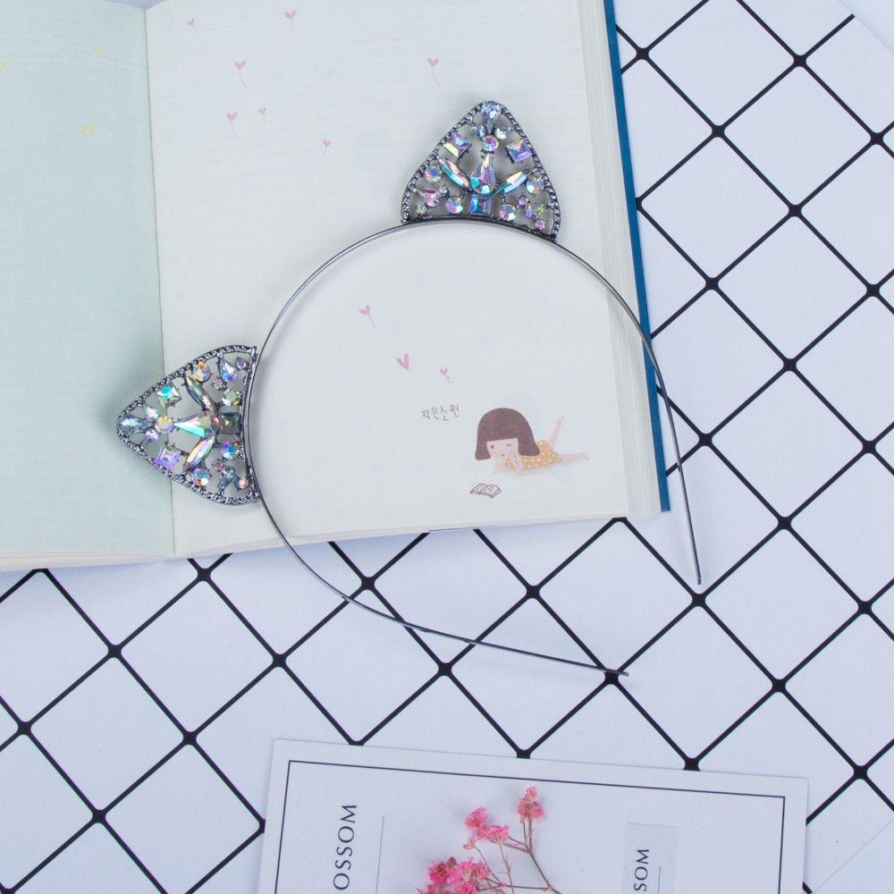 Kristall Metall Kopfschmuck Strass Haarband Katzenohr Haarband Mädchen Kostüm Party Cosplay