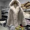 Hooded artificial fur imitation fur jacket fox fur coat autumn and winter short plush jacket fluff C