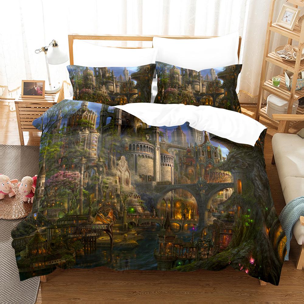 White Lotus On The Lake Duvet Cover Set 3D Print Plant Polyester Comforter Cover King Queen Size for Girls Kid Boys Bedding Set