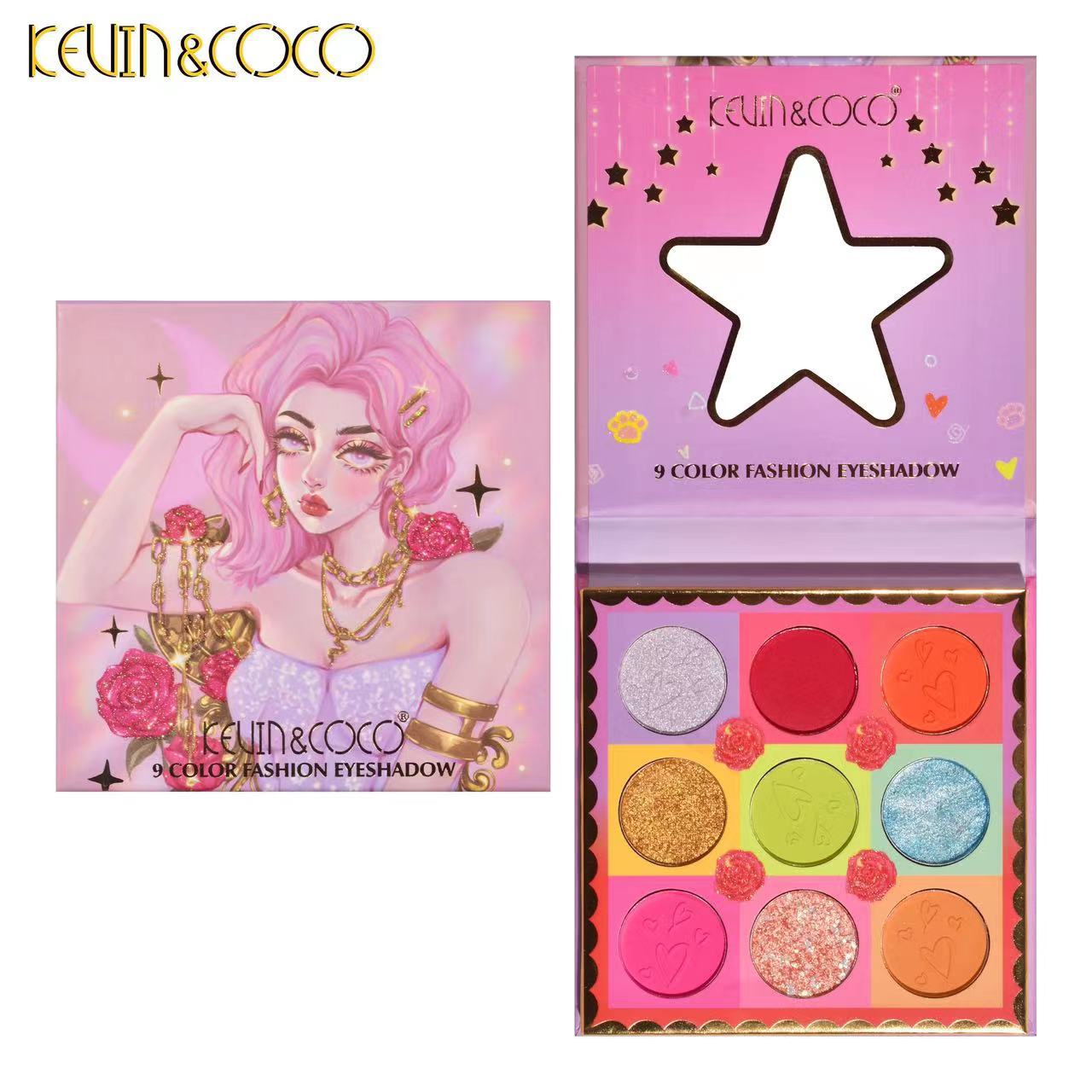 

KEVIN&COCO 9-цветная палетка теней для век Мини Портативная Доступная Палетка Макияжа