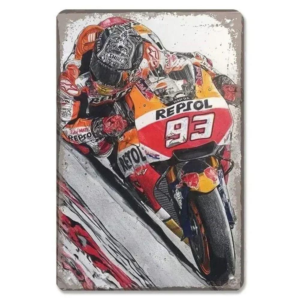 Placca in Latta Vintage Moto, Decorazione Garage Officina Dacha 20x30cm