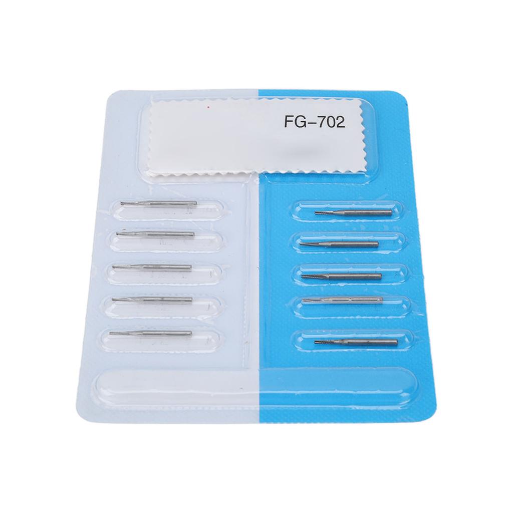 10pcs Tungsten Steel Dental Bur Replacement Dental Drill Bits Accessory for High Speed Handpiece 702
